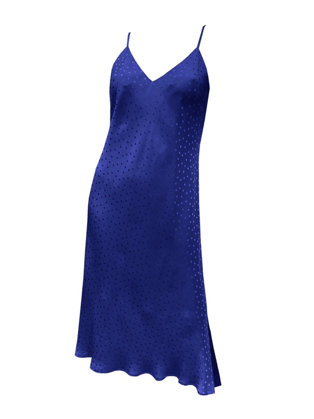 Gold Hawk Silk Jacquard Slip Dress Night Blue